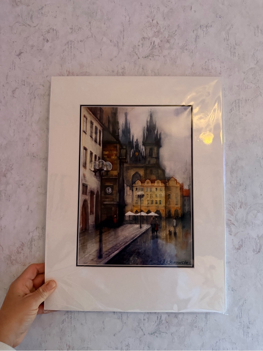 Olga Krasovska Framed European Cityscape Watercolor Art Print - White Mat